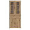 vidaXL Hoge kast met lade 2 pcs Artisan Eiken Geengineerd Hout en Glas