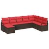 vidaXL Bankstel 8 st Bruin en Rood poly rattan