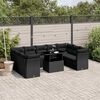 vidaXL 10-delige Loungeset met kussens poly rattan zwart