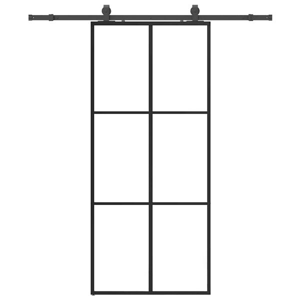 vidaXL Schuifdeur met beslagset 90x205 cm ESG glas zwart