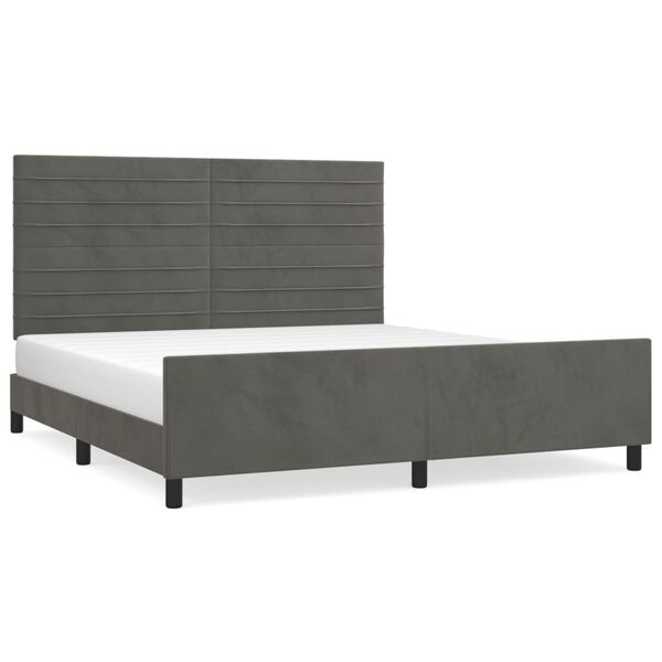 vidaXL Bedframe met hoofdeinde fluweel donkergrijs 180x200 cm
