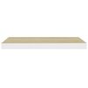 vidaXL Wandschap zwevend 60x23,5x3,8 cm MDF eikenkleurig en wit