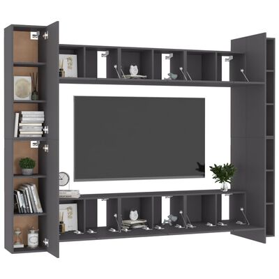 vidaXL 10-delige Tv-meubelset spaanplaat grijs
