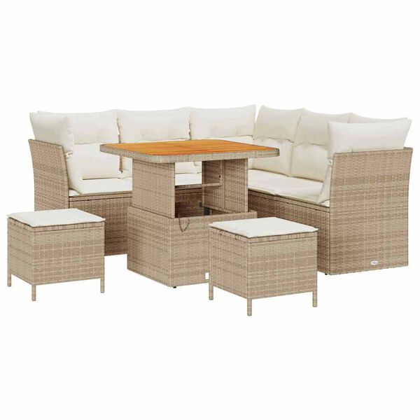 vidaXL Tuinbankenset 8 pcs Beige poly rattan