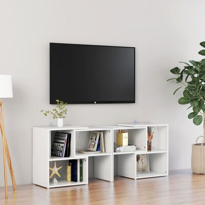 vidaXL Tv-meubel 104x30x52 cm bewerkt hout hoogglans wit