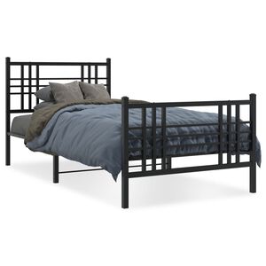 vidaXL Bedframe met hoofd- en voeteneinde metaal zwart 90x200 cm