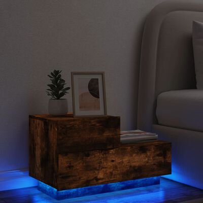 vidaXL Nachtkastje met LED-verlichting 70x36x40,5 cm gerookt eiken