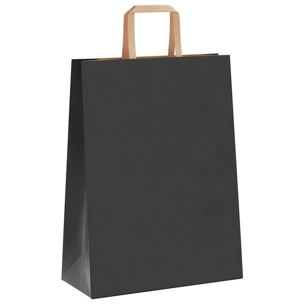 vidaXL Papieren zakken 250 st met hengsels 26x12x35 cm zwart