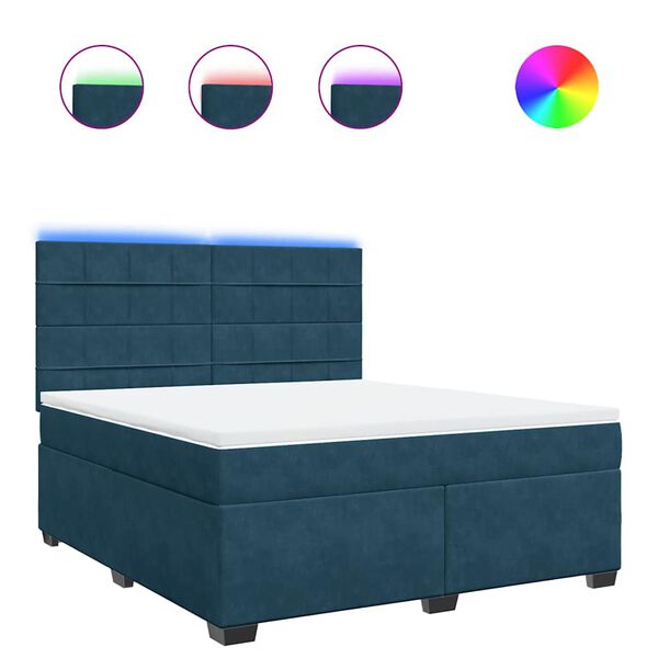 vidaXL Boxspring met matras fluweel blauw 180x200 cm