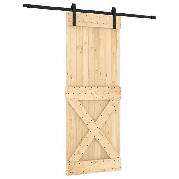 vidaXL Schuifdeur met beslag 80x210 cm massief grenenhout