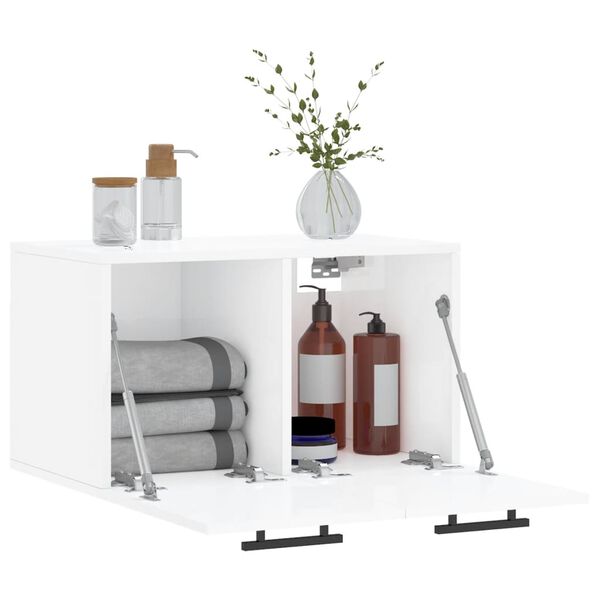 vidaXL Wandkast 60x36,5x35 cm bewerkt hout hoogglans wit