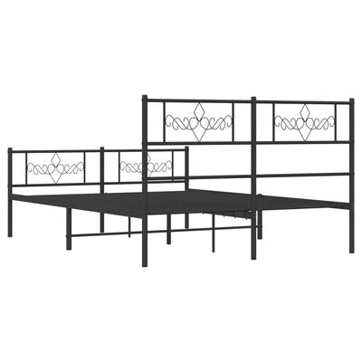 vidaXL Bedframe met hoofd- en voeteneinde metaal zwart 120x200 cm