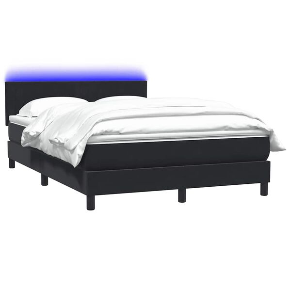 vidaXL Boxspring met matras en LED fluweel zwart 140x220 cm