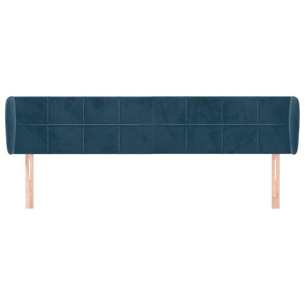 vidaXL Hoofdbord met randen 163x23x78/88 cm fluweel donkerblauw