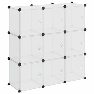 vidaXL Opbergkubus organizer met 9 kubussen en deuren transparant PP