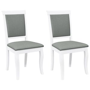 vidaXL Eetkamerstoelen met kussens 2 st massief hout rubber wit