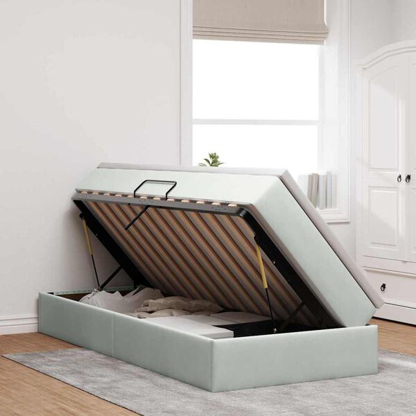 vidaXL Opbergbed met matras met matras Lichtgrijs 90 x 200 cm Fluweel