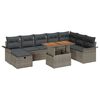 vidaXL Tuinbankenset met kussen met opslag 9 pcs Grijs poly rattan