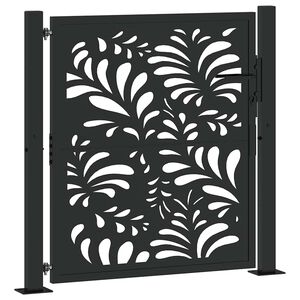 vidaXL Poort met golfontwerp 100x100 cm staal zwart
