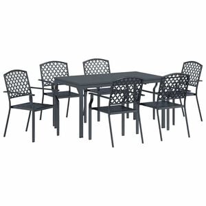 vidaXL Tuin eettafelset 7 st Antraciet Poedercoating staal