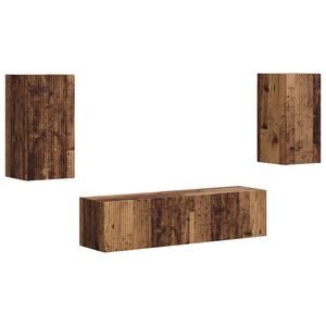 vidaXL Tv-meubelset 4 st Oudhout Bewerkt hout