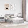vidaXL Bedframe Grijs Sonoma 120 x 190 cm Massief grenenhout