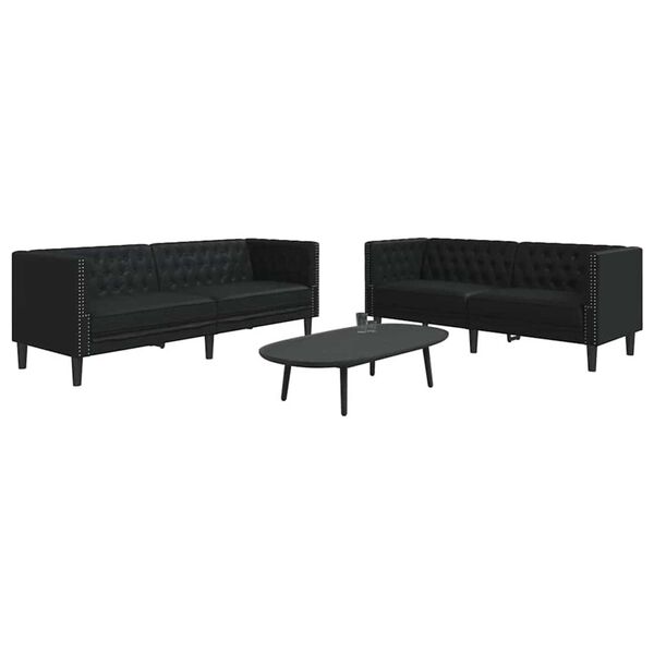 vidaXL Woonkamer Bank 2 pcs Zwart 194 x 74,5 x 70,5 cm Nep Leer
