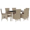 vidaXL 7-delige Tuinset met kussens poly rattan beige