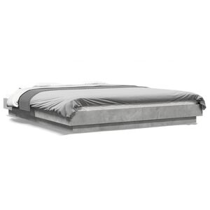 vidaXL Bedframe met LED-verlichting bewerkt hout betongrijs 150x200 cm