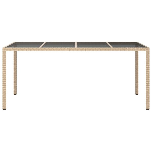 vidaXL Tuintafel 190x90x75 cm gehard glas en poly rattan beige