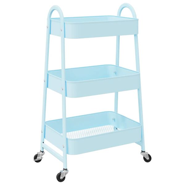 vidaXL Opbergtrolley 3-laags 42x41,5x77 cm staal blauw