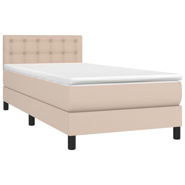 vidaXL Boxspring met matras en LED kunstleer cappuccinokleur 100x200cm
