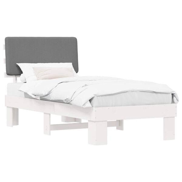 vidaXL Bedframe met Gevoerd Hoofdgedeelte Lichtgrijs 90 x 190 cm