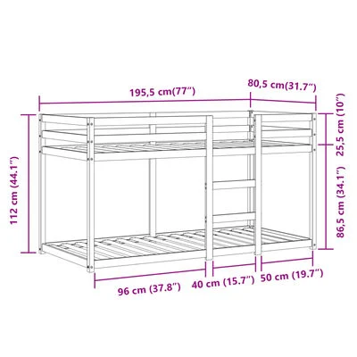 vidaXL Stapelbed met gordijnen 75x190 cm grenenhout wit en zwart