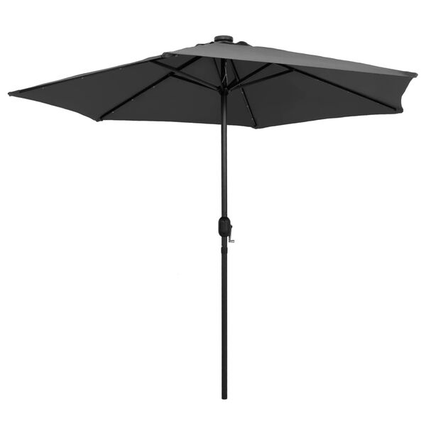 vidaXL Parasol met LED-verlichting en aluminium paal 270 cm antraciet