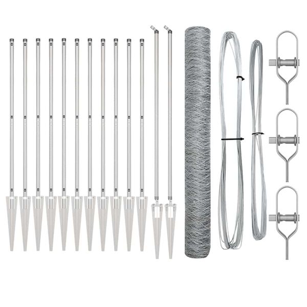 vidaXL Afrasteringspaal Zilver 25 x 1,2 m (36 mm gaas) Staal