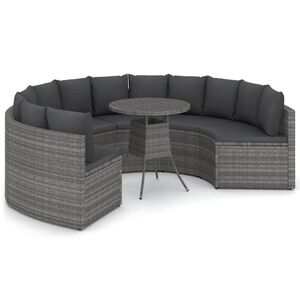 vidaXL 7-delige Loungeset met kussens poly rattan grijs