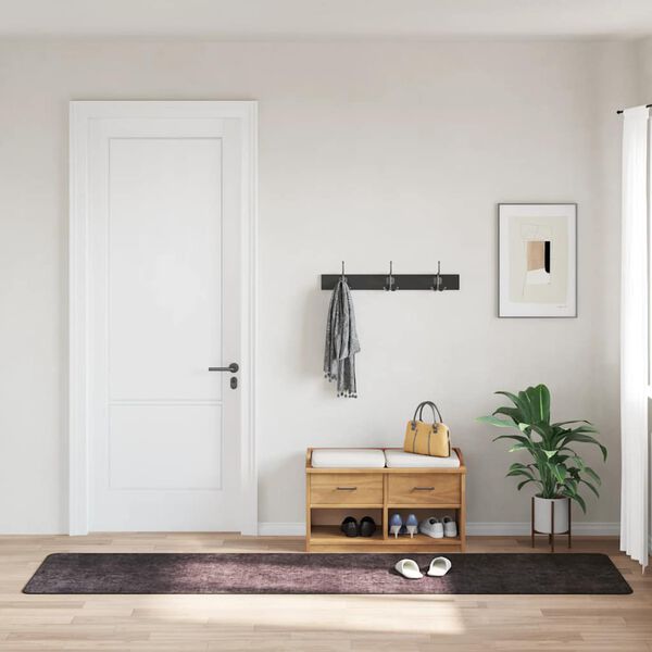 vidaXL Vloerkleed wasbaar 80x300 cm antracietkleurig