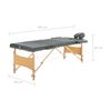 vidaXL Massagetafel met 3 zones 186x68 cm houten frame antraciet