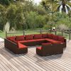 vidaXL 11-delige Loungeset met kussens poly rattan bruin