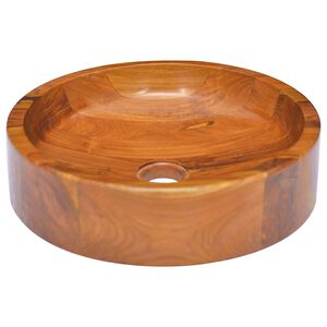 vidaXL Wastafel &oslash;40x10 cm massief teakhout