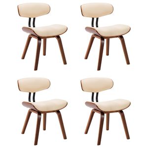 vidaXL Eetkamerstoelen 4 st gebogen hout en kunstleer cr&egrave;mekleurig