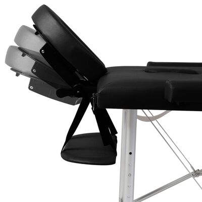 vidaXL Massagetafel met 2 zones inklapbaar aluminum frame zwart
