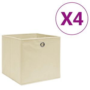 vidaXL Opbergboxen 4 st 28x28x28 cm nonwoven stof cr&egrave;mekleurig