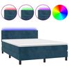 vidaXL Boxspring met matras en LED fluweel donkerblauw 140x190 cm
