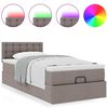 vidaXL Bed poef met matras en LED's 90x200 cm stof taupe
