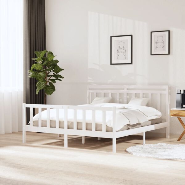 vidaXL Bedframe massief hout wit 180x200 cm