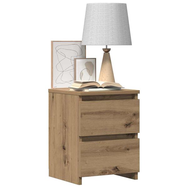 vidaXL Nachtkastje 30x30x40 cm bewerkt hout artisanaal eikenkleurig