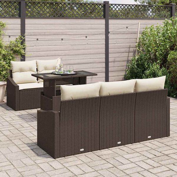 vidaXL Tuin Sofa Set met kussen met opslag 6 pcs Bruin poly rattan