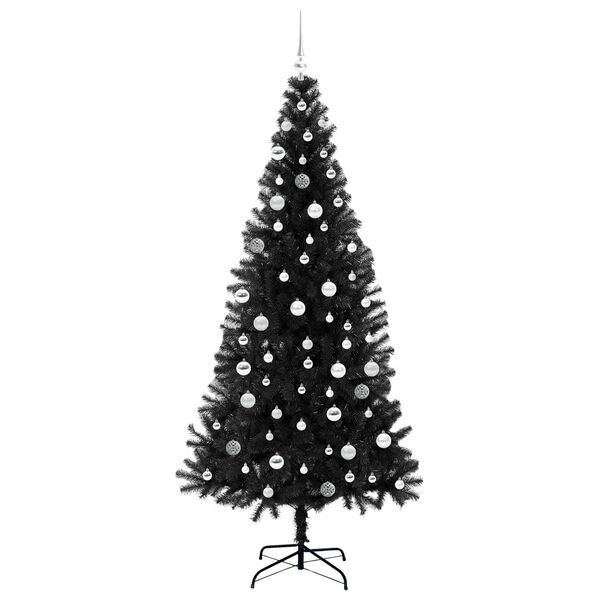 vidaXL Kerstboom met 300 LED met standaard Zwart 210 cm PVC